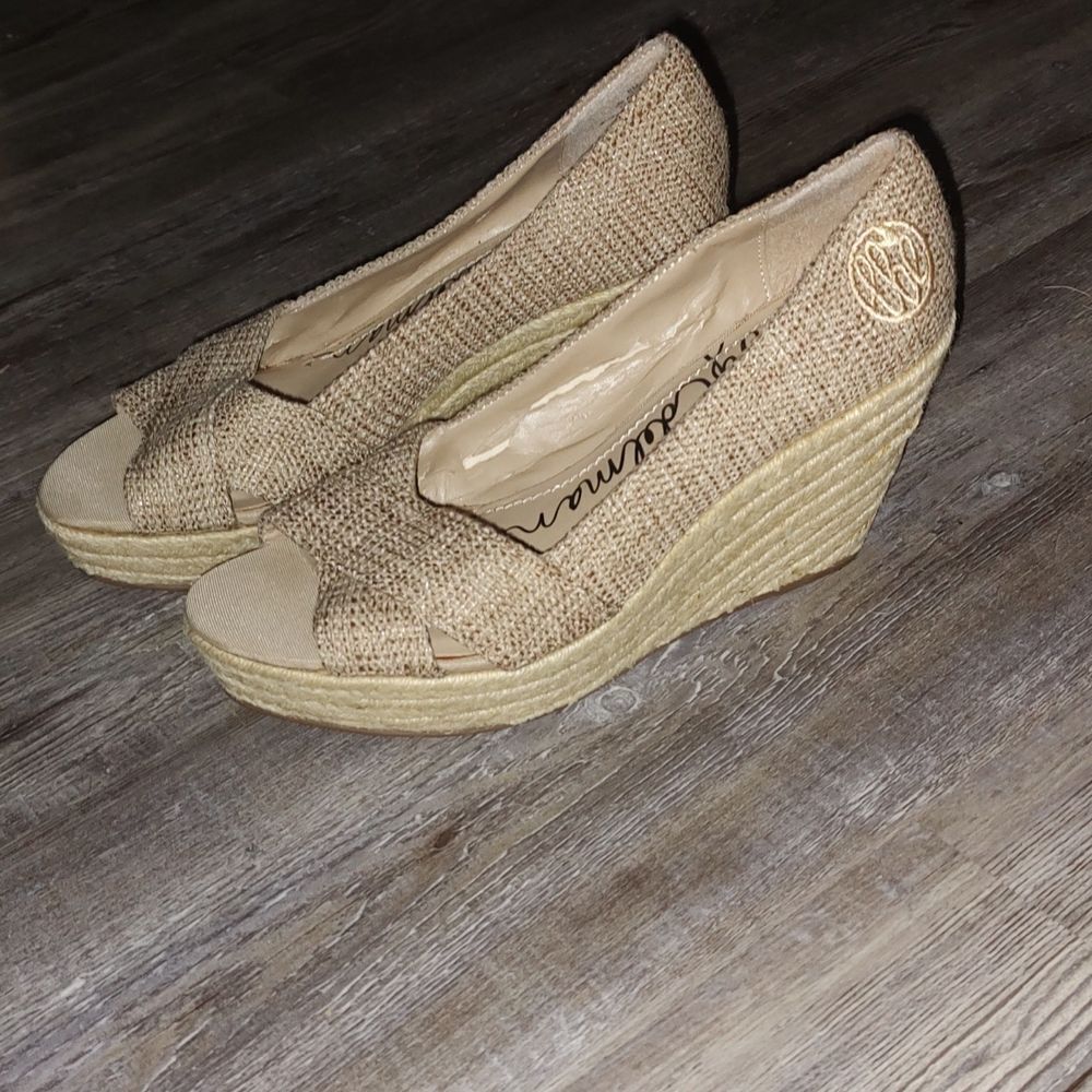 Libby Edelman Val Espadrille Open Toe Platform Wedge Size 8
